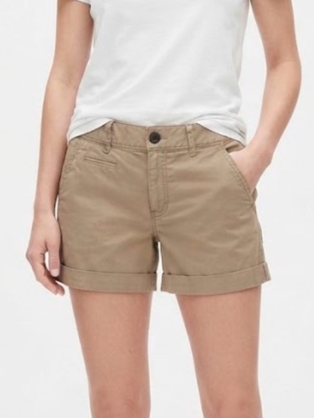 Express Classic Khaki Women's Cotton Shorts w/ Xtra 5th Pocket